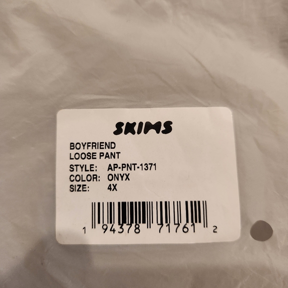 SKIMS Boyfriend Loose Pant Onyx Black sz 4X $58   W-780 - Picture 7 of 13